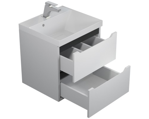 Тумба с раковиной подвесная Uperwood Tanos NEW 50х45х55 см, белая/графит