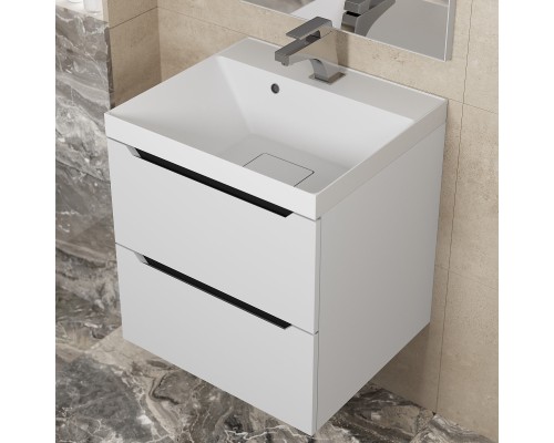 Тумба с раковиной подвесная Uperwood Tanos NEW 50х45х55 см, белая/графит