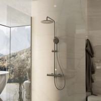 Душевая стойка Vincea Rondo VSFS-1R0GM без излива, вороненая сталь