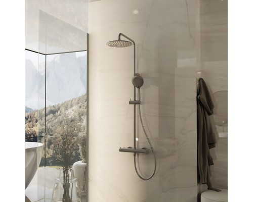 Душевая стойка Vincea Rondo VSFS-1R0GM без излива, вороненая сталь