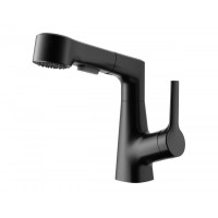 Смеситель для раковины с выдвижным изливом Wonzon&Woghand, Черный матовый