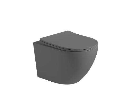 Унитаз подвесной Vincea Globo VT1-14SMA безободковый антрацит матовый сиденье Soft-close