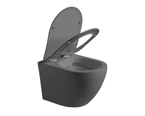 Унитаз подвесной Vincea Globo VT1-14SMA безободковый антрацит матовый сиденье Soft-close