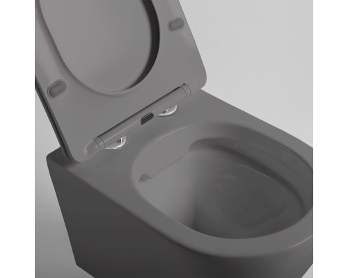 Унитаз подвесной Vincea Globo VT1-14SMA безободковый антрацит матовый сиденье Soft-close