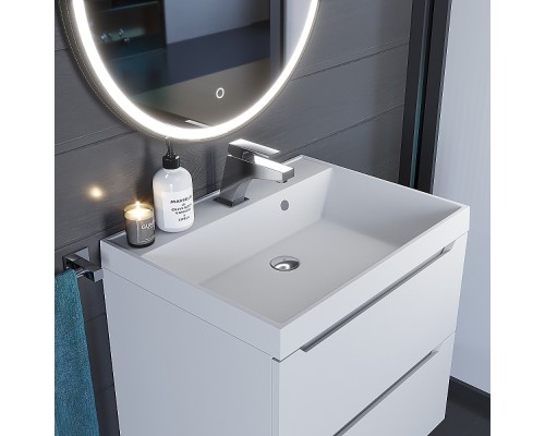 Раковина для ванной кварцевая Uperwood Classic Quartz 60х45х15 см, белая матовая, жасмин