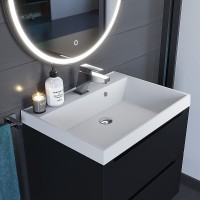 Раковина для ванной кварцевая Uperwood Classic Quartz 60х45х15 см, белая матовая, жасмин