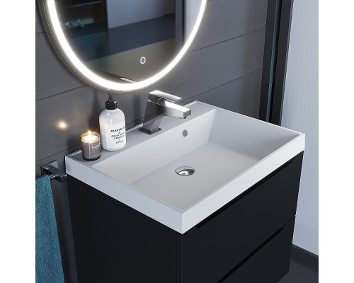 Раковина для ванной кварцевая Uperwood Classic Quartz 60х45х15 см, белая матовая, жасмин