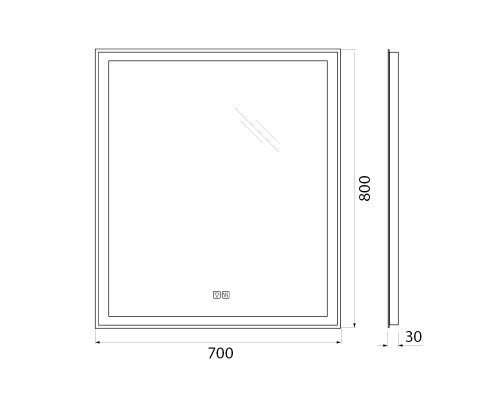 Зеркало BelBagno 70 SPC-GRT-700-800-LED-TCH-WARM с подсветкой с подогревом с сенсорным выключателем