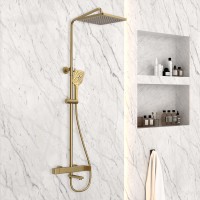 Душевая стойка Vincea Cube VSFS-1C1BG с изливом брашированное золото