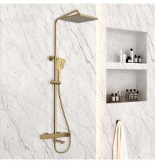 Душевая стойка Vincea Cube VSFS-1C1BG с изливом брашированное золото