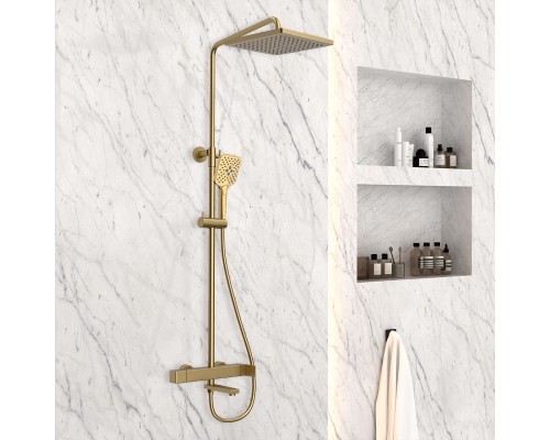 Душевая стойка Vincea Cube VSFS-1C1BG с изливом брашированное золото