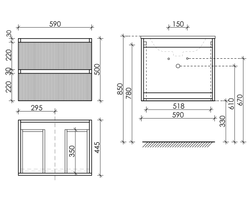 Тумба под раковину Sancos SNOB R 59x50 Bianco