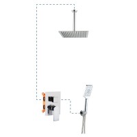 Душевая система EC218 AQG Alpha, с верхним душем и потолочным кронштейном, хром