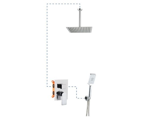 Душевая система EC218 AQG Alpha, с верхним душем и потолочным кронштейном, хром