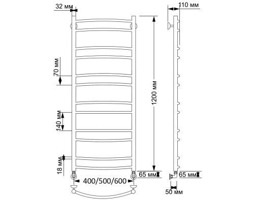 Полотенцесушитель латунный Secado Милан 2 40х120, водяной, бронза