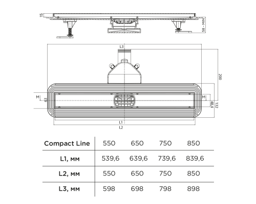 Душевой лоток BETTOSERB Компакт Лайн (Compact Line) Матовый чёрный 650