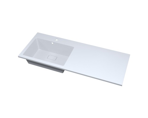Раковина над стиральной машиной 120 см, Uperwood Cosmos, левая, крыло справа, белый глянец