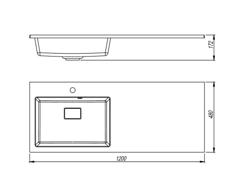 Раковина над стиральной машиной 120 см, Uperwood Cosmos, левая, крыло справа, белый глянец