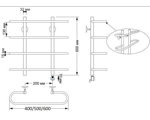 Полотенцесушитель латунный Secado Венеция 60х60х20, электрический R, бронза