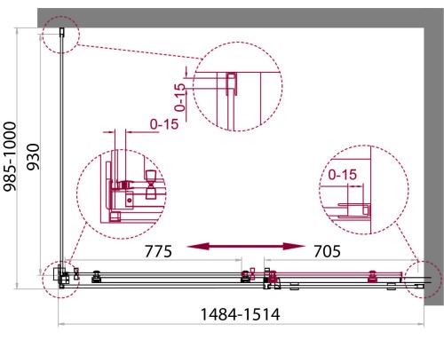 Душевой уголок BelBagno Acqua 150х100 ACQUA-AH-1-150/100-C-Cr Хром