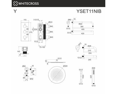 Термостатическая система для ванны скрытого монтажа WHITECROSS Y никель