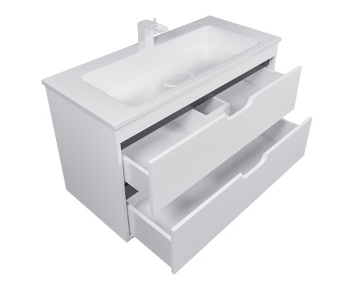 Тумба под раковину подвесная Uperwood Modul 95х44,4х55 см, белая/графит