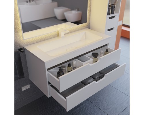 Тумба под раковину подвесная Uperwood Modul 95х44,4х55 см, белая/графит