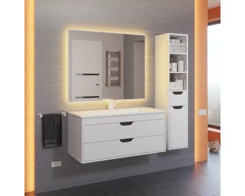 Тумба под раковину подвесная Uperwood Modul 95х44,4х55 см, белая/графит