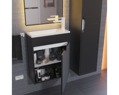 Тумба под раковину подвесная Uperwood Modul 50х21х60 см, черная матовая