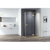 Душевой уголок Cezares Bellagio 140x90 профиль Золото брашированное стекло прозрачное
