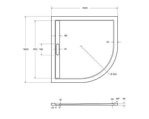 Душевой поддон из искусственного камня Cezares Tray AS 100х100 TRAY-AS-R-100-30-W Белый