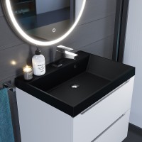 Раковина для ванной кварцевая Uperwood Classic Quartz 60х45х15 см, черная матовая, космос