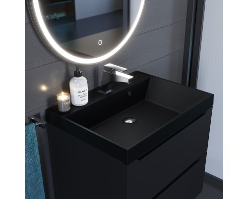 Раковина для ванной кварцевая Uperwood Classic Quartz 60х45х15 см, черная матовая, космос