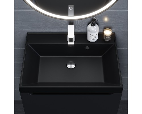 Раковина для ванной кварцевая Uperwood Classic Quartz 60х45х15 см, черная матовая, космос