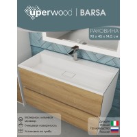 Раковина для ванной 90 см, Uperwood Barsa, белая глянцевая