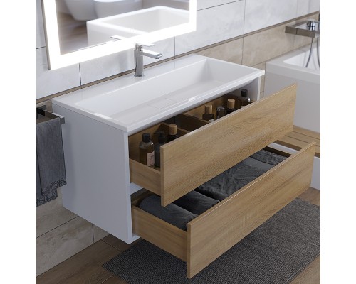 Раковина для ванной 90 см, Uperwood Barsa, белая глянцевая