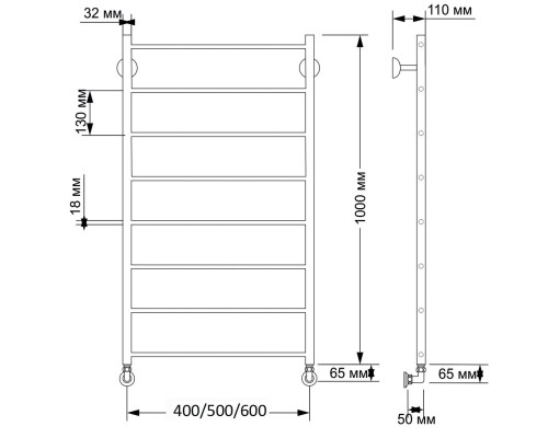 Полотенцесушитель латунный Secado Триада 1 50х100, водяной, бронза