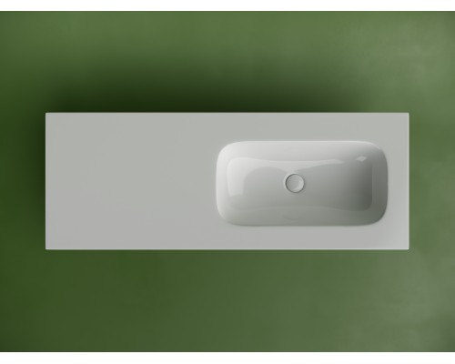 Раковина накладная Ceramicanova Грация (Grace) чаша справа без отв под смеситель 1210x457x137 белый