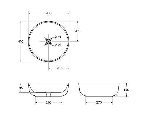 Раковина-чаша BelBagno 41 BB1315-H301 Черная матовая Раковина-чаша BelBagno 41 BB1315-H301 Черная матовая
