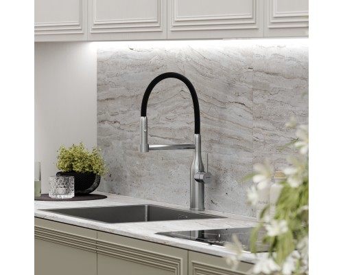 Смеситель для кухни SANCOS Pride SC4011BNG с гибким изливом, нержавеющая сталь