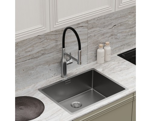 Смеситель для кухни SANCOS Pride SC4011BNG с гибким изливом, нержавеющая сталь