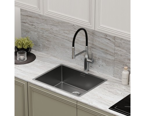 Смеситель для кухни SANCOS Pride SC4011BNG с гибким изливом, нержавеющая сталь