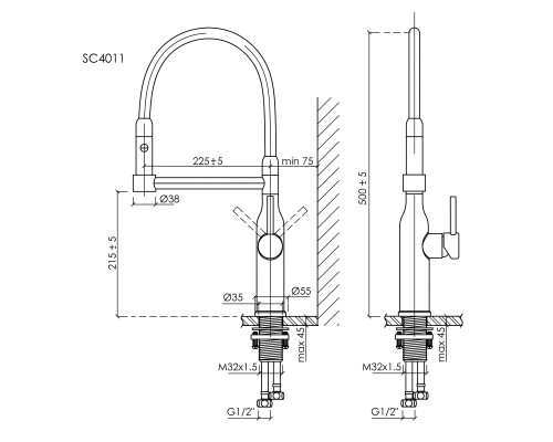 Смеситель для кухни SANCOS Pride SC4011BNG с гибким изливом, нержавеющая сталь