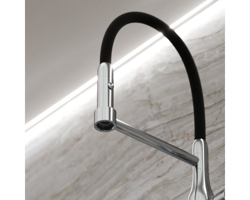 Смеситель для кухни SANCOS Pride SC4011BNG с гибким изливом, нержавеющая сталь