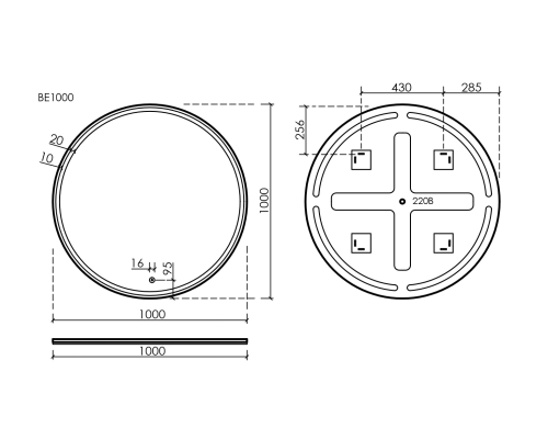 Зеркало для ванной комнаты Sancos Bella D1000 c подсветкой, BE1000