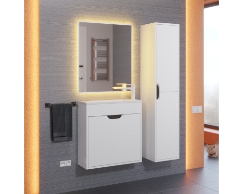 Тумба под раковину подвесная Uperwood Modul 60х21х60 см, белая/графит