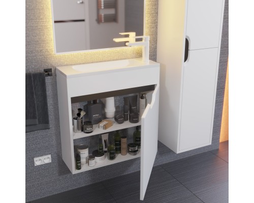 Тумба под раковину подвесная Uperwood Modul 60х21х60 см, белая/графит