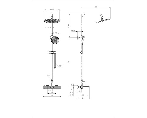 Душевая система с термостатом Wonzon&Woghand, Хром
