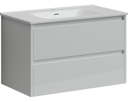 Тумба под раковину SANCOS Libra 790х450х500, c двумя ящиками, белый глянец