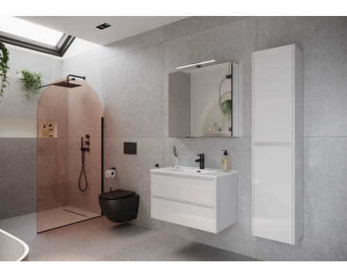 Тумба под раковину SANCOS Libra 790х450х500, c двумя ящиками, белый глянец